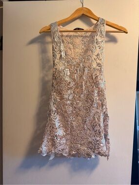 Suzy Shier Blush Lace Tank Top